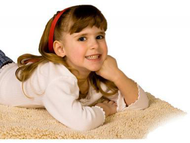 Little Girl Smiling on Clean Carpet-A Company You Can Trust